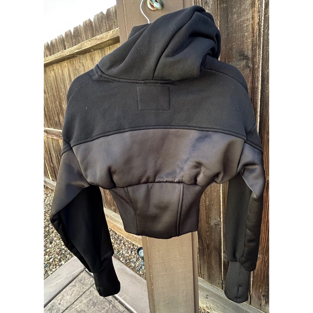 Manière De Voir Brune Corset Zip Hoodie Womens US 2 Black Satin NWT - Picture 4 of 16